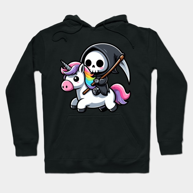 Cute Reaper Riding Unicorn Hoodie by Kawaii N Spice